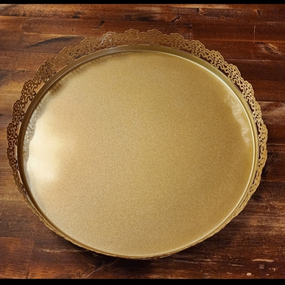 1-Gold Metal Round Cupcake Stand Vanity Display Cake Holder Dessert Tray - Picture 2 of 4